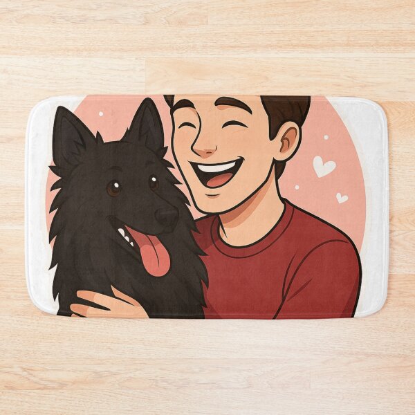 Item preview, Elegant Team: Man & Belgian Shepherd Groenendael Cartoon designed and sold by GoodyPaws.