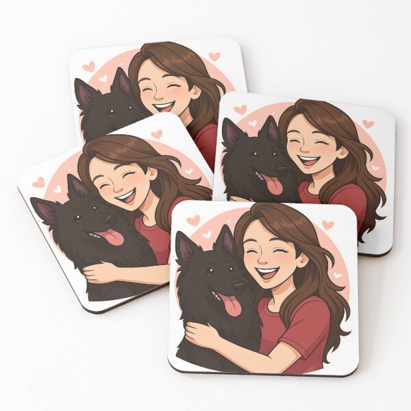 Item preview, Grace & Loyalty: Woman & Belgian Shepherd Groenendael Cartoon designed and sold by GoodyPaws.