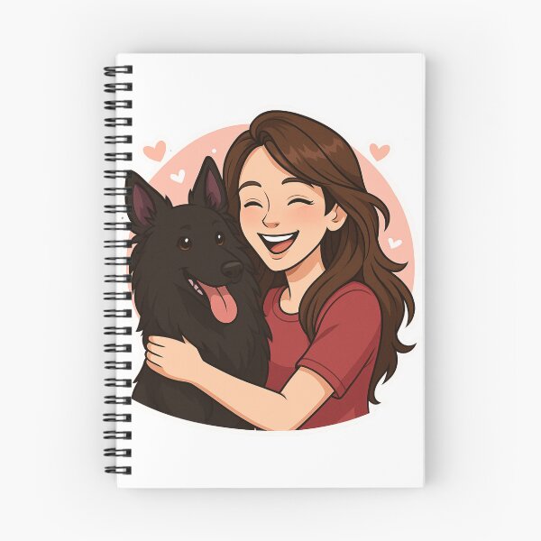 Item preview, Grace & Loyalty: Woman & Belgian Shepherd Groenendael Cartoon designed and sold by GoodyPaws.