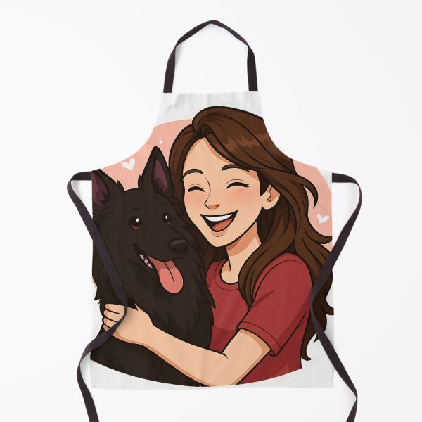 Item preview, Grace & Loyalty: Woman & Belgian Shepherd Groenendael Cartoon designed and sold by GoodyPaws.