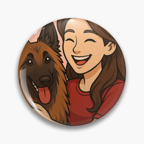 Item preview, Elegant Energy: Woman & Belgian Shepherd Tervuren Cartoon designed and sold by GoodyPaws.