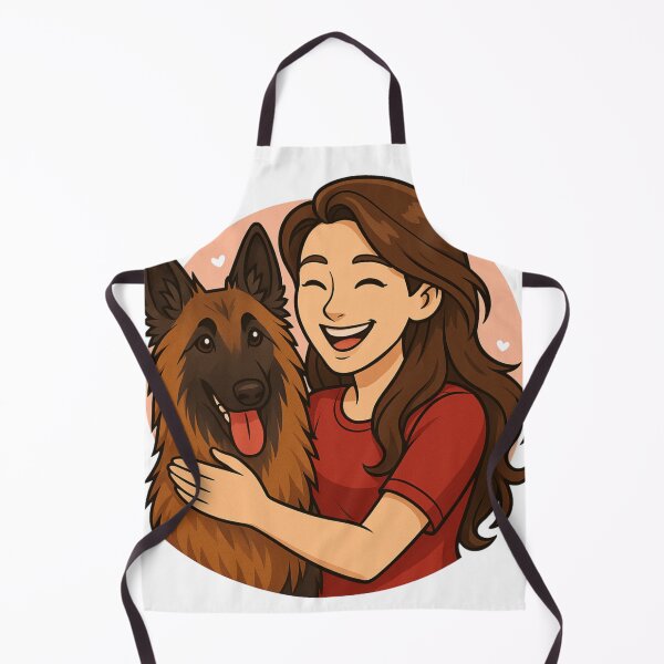 Item preview, Elegant Energy: Woman & Belgian Shepherd Tervuren Cartoon designed and sold by GoodyPaws.