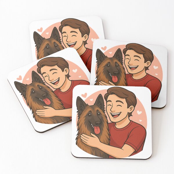 Item preview, Noble Companions: Man & Belgian Shepherd Tervuren Cartoon designed and sold by GoodyPaws.