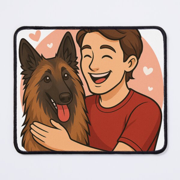 Item preview, Noble Companions: Man & Belgian Shepherd Tervuren Cartoon designed and sold by GoodyPaws.