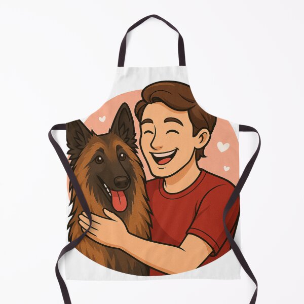 Item preview, Noble Companions: Man & Belgian Shepherd Tervuren Cartoon designed and sold by GoodyPaws.
