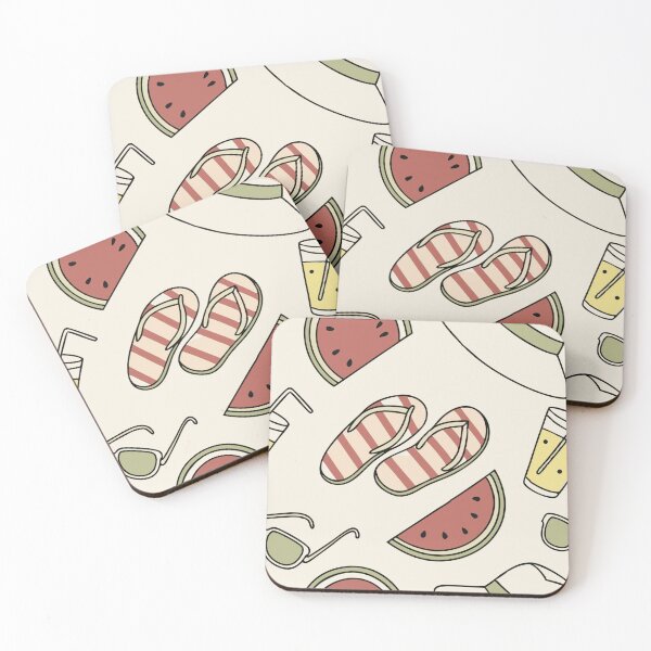 Item preview, Seamless Pattern of Summer Items on Beige Background designed and sold by Creative88Art.