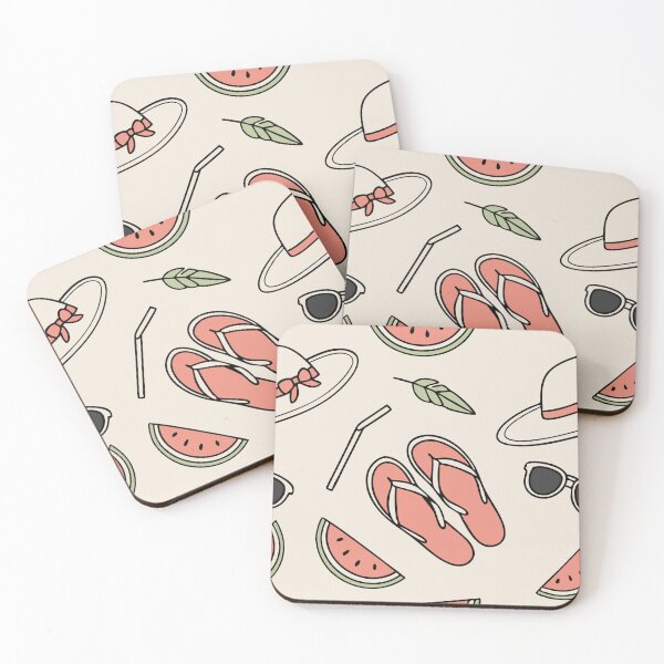 Item preview, Seamless Pattern with Summer Illustrations on Beige Background designed and sold by Creative88Art.