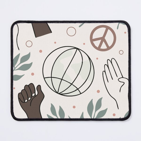 Item preview, Seamless Pattern with Raised Fists, Peace Signs, and Globes designed and sold by Creative88Art.
