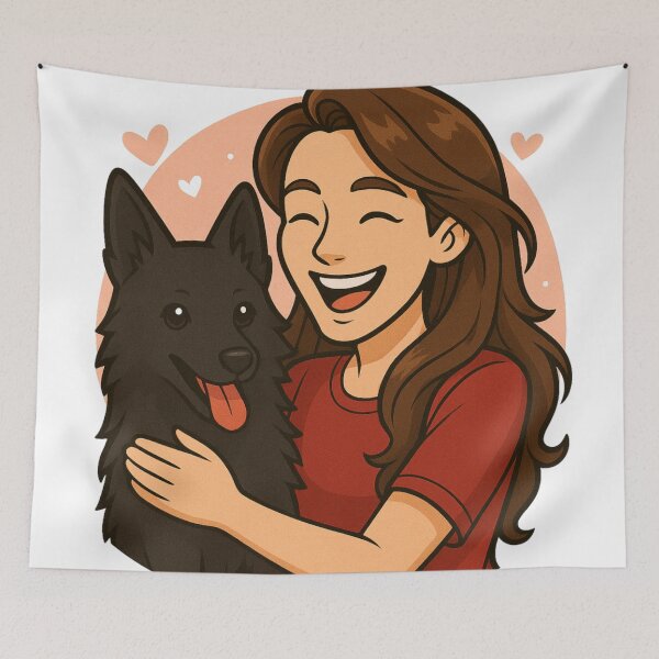 Item preview, Tiny Guardian: Woman & Schipperke Cartoon designed and sold by GoodyPaws.