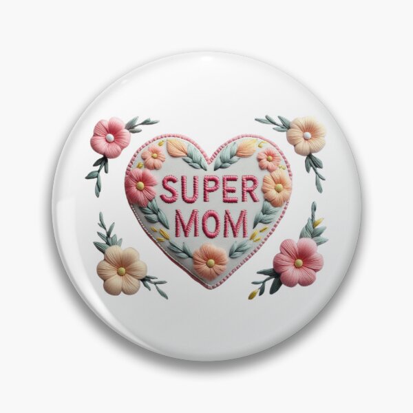 Item preview, Super Mom Floral Heart Embroidery Patch designed and sold by ArtDesignTp.