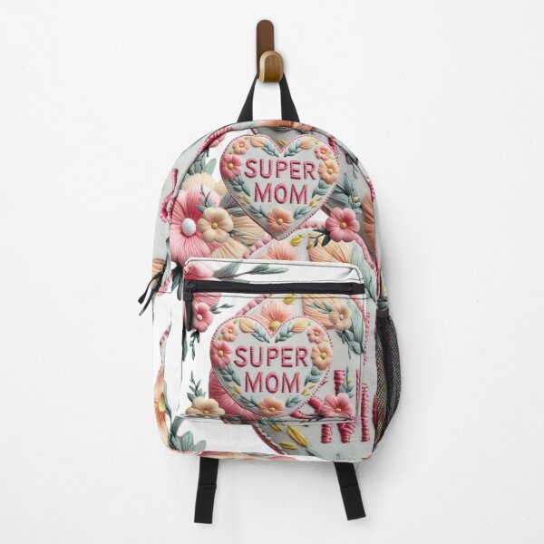 Item preview, Super Mom Floral Heart Embroidery Patch designed and sold by ArtDesignTp.