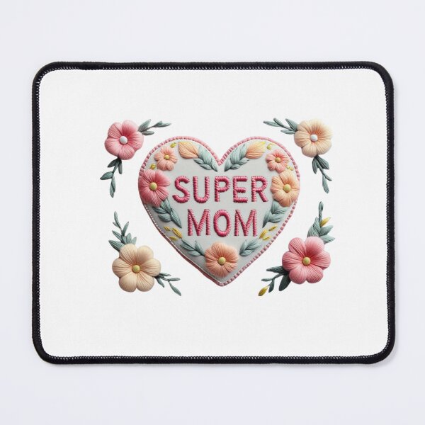 Item preview, Super Mom Floral Heart Embroidery Patch designed and sold by ArtDesignTp.