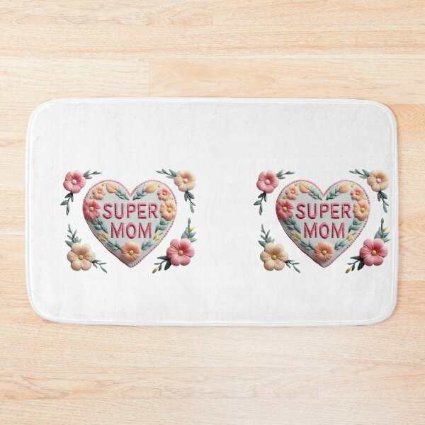 Item preview, Super Mom Floral Heart Embroidery Patch designed and sold by ArtDesignTp.