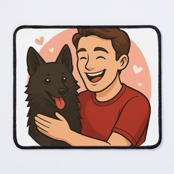 Item preview, Mischief & Loyalty: Man & Schipperke Cartoon designed and sold by GoodyPaws.