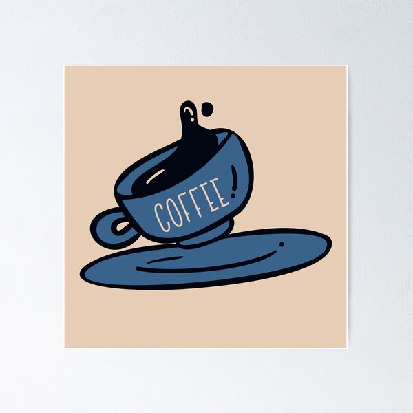 Item preview, Ilustración de diseño plano con taza de café en la mano dibujada en estilo doodle designed and sold by AlginaPugachova.