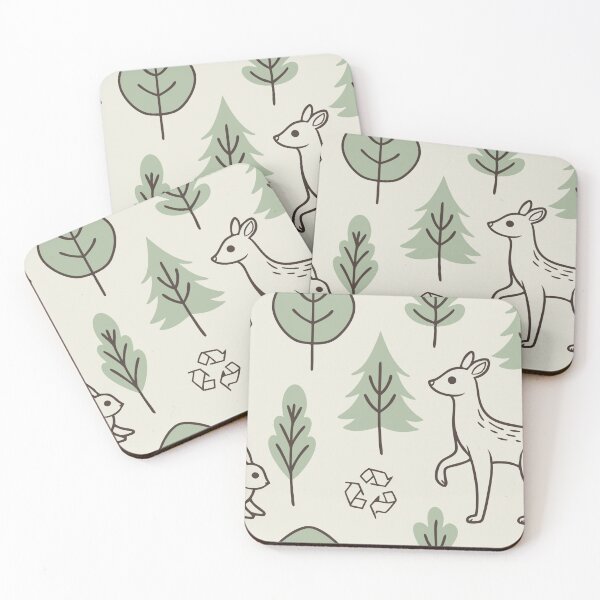 Item preview, Seamless Pattern with Trees, Deer, Squirrel, and Recycling Symbols designed and sold by Creative88Art.