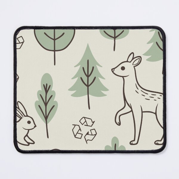 Item preview, Seamless Pattern with Trees, Deer, Squirrel, and Recycling Symbols designed and sold by Creative88Art.
