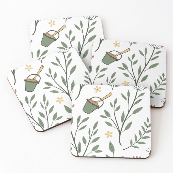 Item preview, Seamless Gardening Pattern with Leaves, Flowers, and Tools designed and sold by Creative88Art.