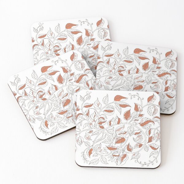 Item preview, Symmetrical Botanical Design with Orange Leaves on White Background designed and sold by Creative88Art.