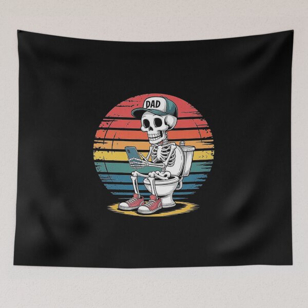 Item preview, Funny Dad Skeleton on Toilet – Retro Humor Design for Fathers designed and sold by love3617.