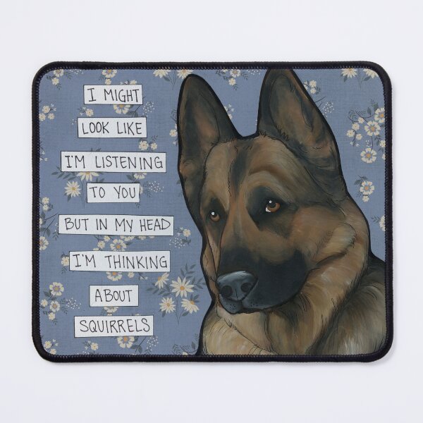 Item preview, Thinking About Squirrels, German Shepherd dog hand created art designed and sold by jamiemorathart.