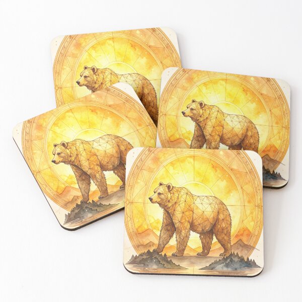 Item preview, Geometric Bear with Mountain Sunset designed and sold by Geonimalia.