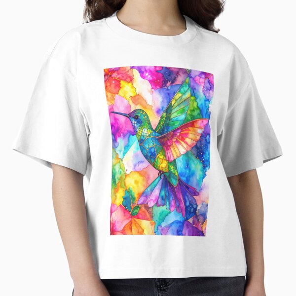 Item preview, Geometric Hummingbird with Floral Touch designed and sold by Geonimalia.