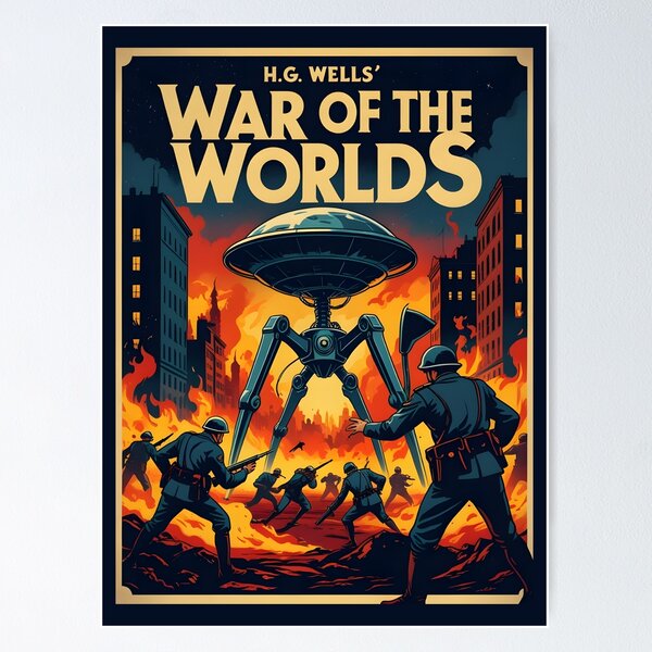 Item preview, A Vintage Poster of The War of the Worlds by H.G.Wells designed and sold by GoodOldVintage.