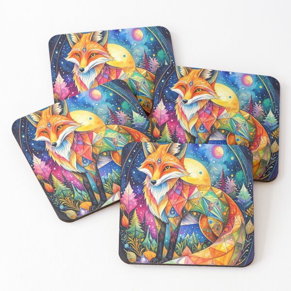Item preview, Geometric Fox in Vibrant Forest designed and sold by Geonimalia.