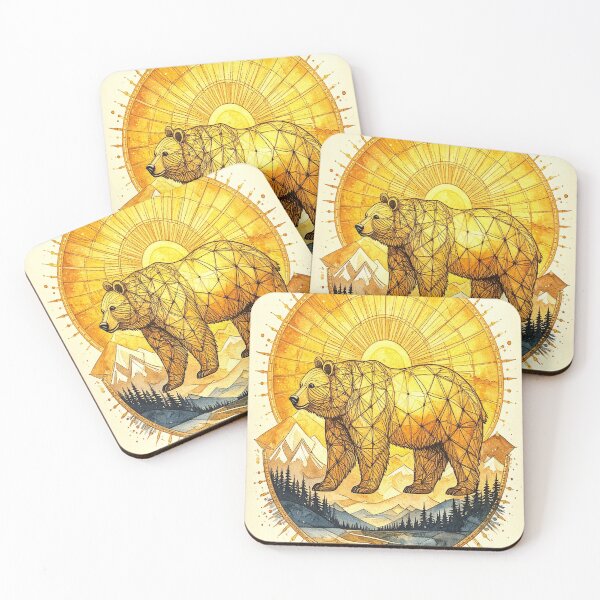 Item preview, Geometric Bear with Mountain Sunset designed and sold by Geonimalia.