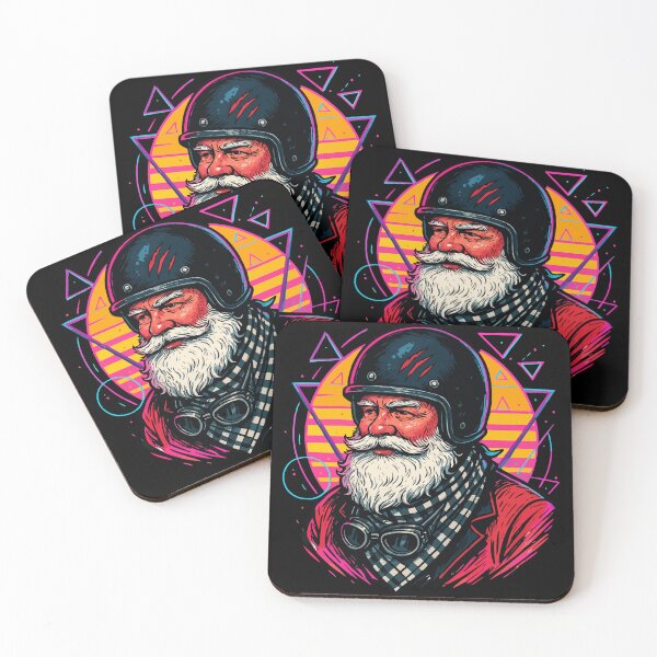 Item preview, Biker Santa Vaporwave Retro designed and sold by TomFrontierArt.