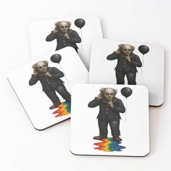 Item preview, Veluto – Joker-Inspired Silent Clown with Black Balloon & Rainbow Ink designed and sold by ResidualInk.