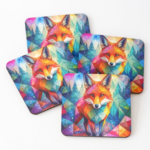 Item preview, Geometric Fox in Vibrant Forest designed and sold by Geonimalia.