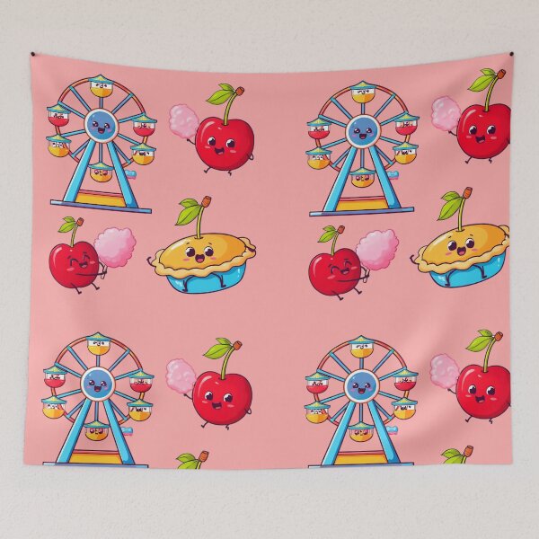Item preview, Cute Cherry Carnival Fun – Festival Kawaii Illustration designed and sold by PrintBreeze.