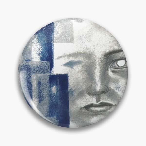 Item preview, Grey and blue portrait with crayon and stamping designed and sold by Neleren.