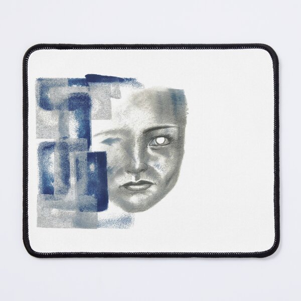 Item preview, Grey and blue portrait with crayon and stamping designed and sold by Neleren.