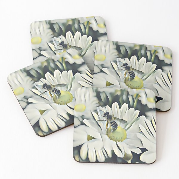 Item preview, 9 Peaceful Bee Flights Over White Blossom Fields | Serene Nature Flower Art designed and sold by POETTICA.