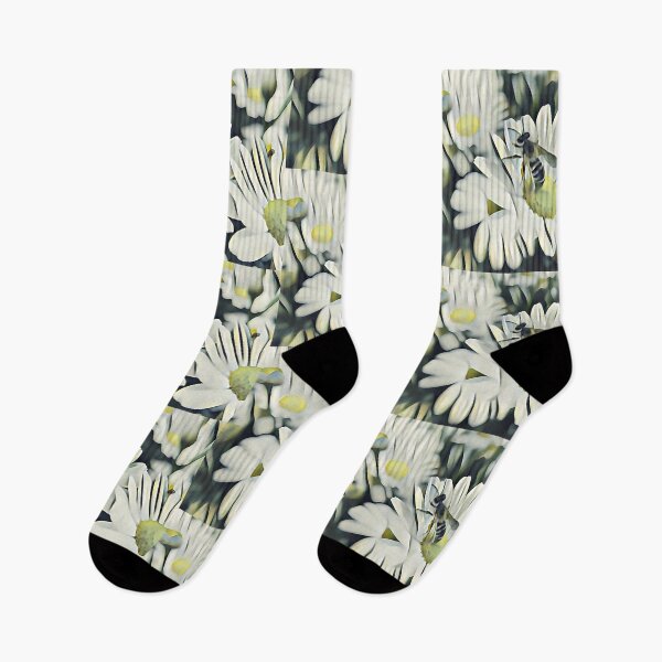 Item preview, 9 Peaceful Bee Flights Over White Blossom Fields | Serene Nature Flower Art designed and sold by POETTICA.