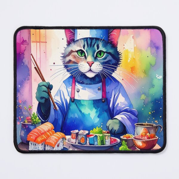 Item preview, Anthropomorphic Cat Chef Mastering The Art Of Japanese Sushi designed and sold by Elliott G.W..