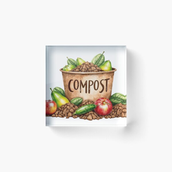 Item preview, Rustic Compost Bin with Organic Material and Fresh Produce designed and sold by Creative88Art.