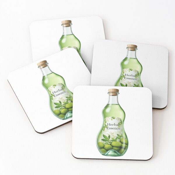 Item preview, Transparent Glass Bottle with Herbal Essence Label on Black Background designed and sold by Creative88Art.