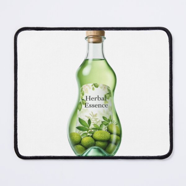 Item preview, Transparent Glass Bottle with Herbal Essence Label on Black Background designed and sold by Creative88Art.