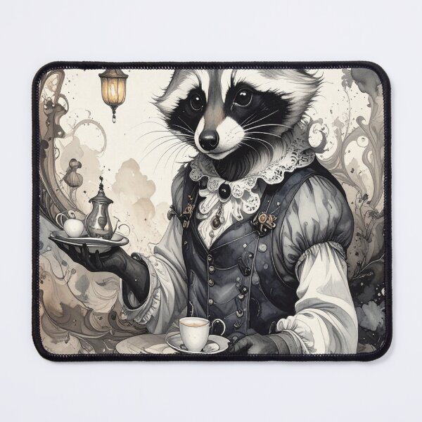 Item preview, Illustrate An Anthropomorphic Raccoon Barista Serving Coffee In A Cozy Cafe designed and sold by Elliott G.W..