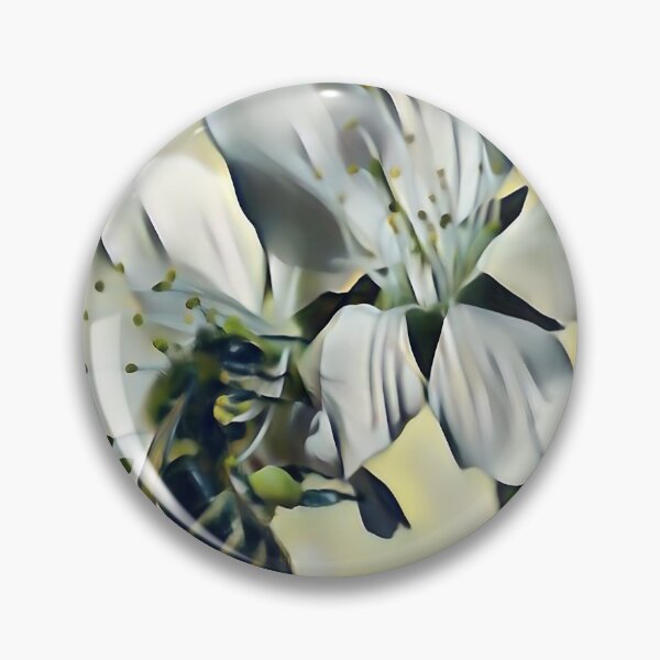 Item preview, 7 Dreamy Bee Moments in White Flower Clusters | Soft Floral Nature Art designed and sold by POETTICA.