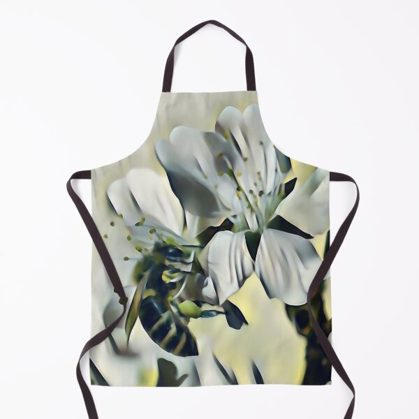 Item preview, 7 Dreamy Bee Moments in White Flower Clusters | Soft Floral Nature Art designed and sold by POETTICA.