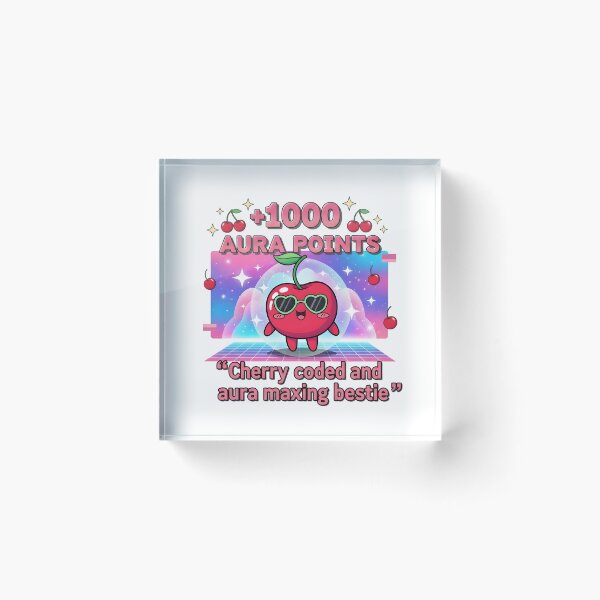 Item preview, Aura Points Cherry Coded Bestie Vaporwave Aesthetic Digital Art Print designed and sold by AnnDesignStudio.