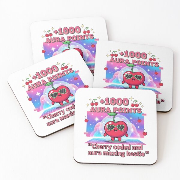Item preview, Aura Points Cherry Coded Bestie Vaporwave Aesthetic Digital Art Print designed and sold by AnnDesignStudio.