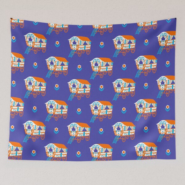 Item preview, Colorful Vardo Wagon Pattern – Folk Art Caravan Design designed and sold by musingtreeart.