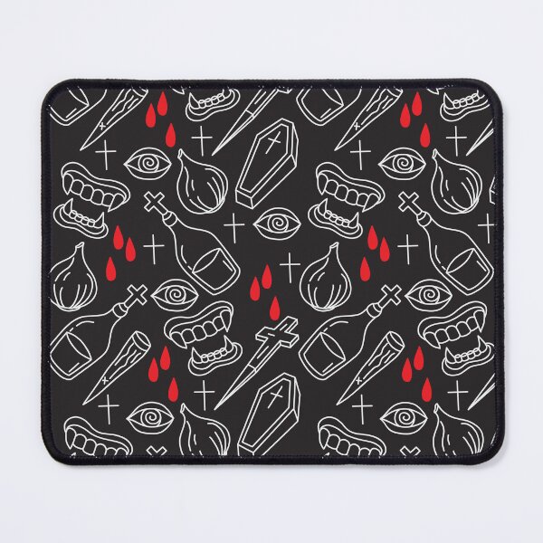 Item preview, Vampire Hunter Pattern – Gothic Horror Icons in Black, White & Red designed and sold by musingtreeart.