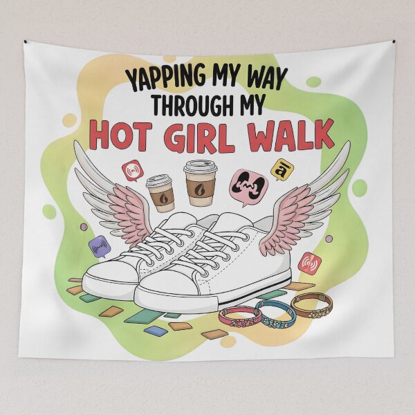 Item preview, Yapping My Way Through My Hot Girl Walk Trendy Aesthetic Digital Art Print designed and sold by AnnDesignStudio.